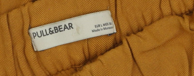 Pull&Bear Womens Yellow Wide-Leg Viscose Culottes Size 14