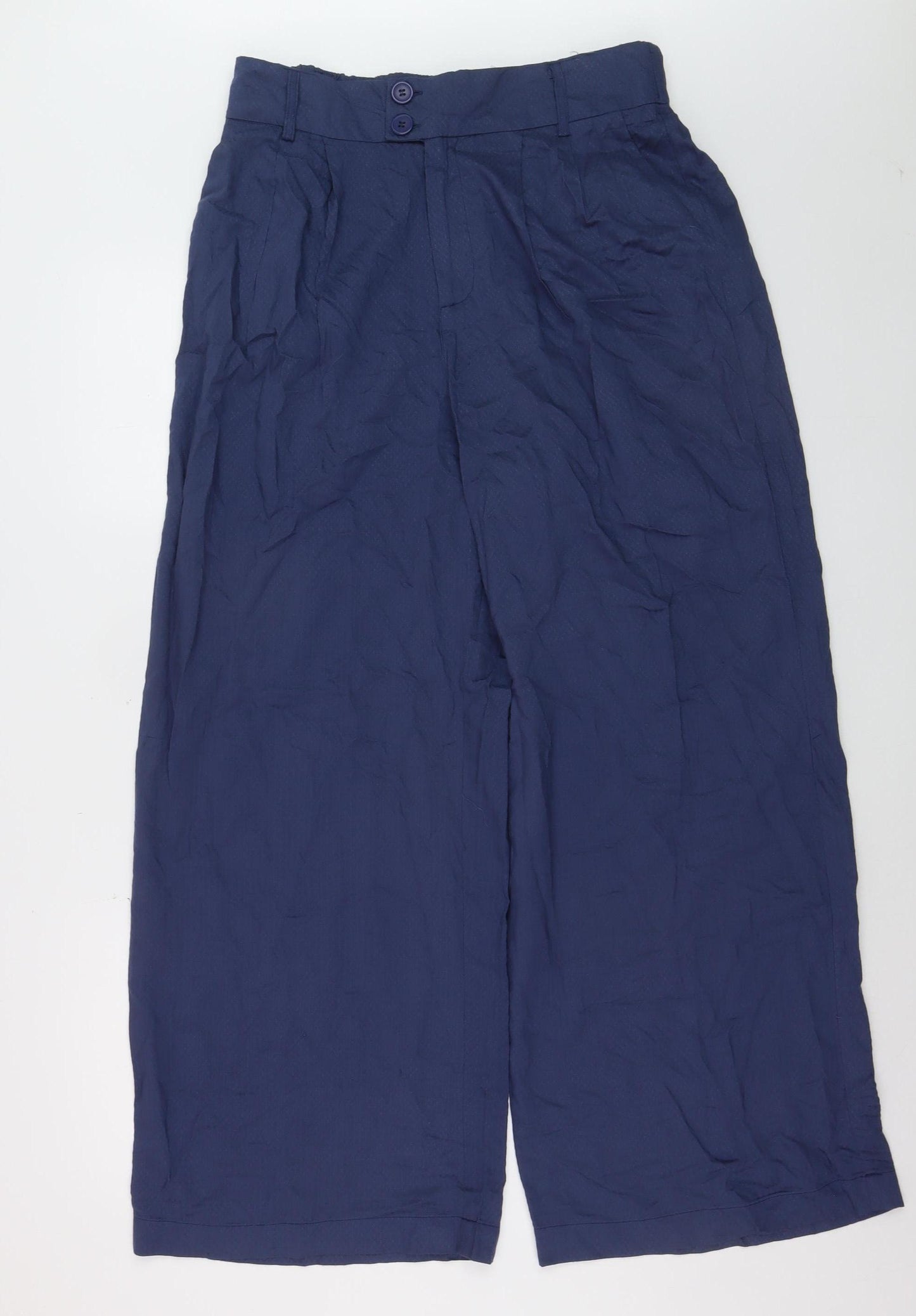 Circus Women's Blue Wide-Leg Viscose Trousers UK 14