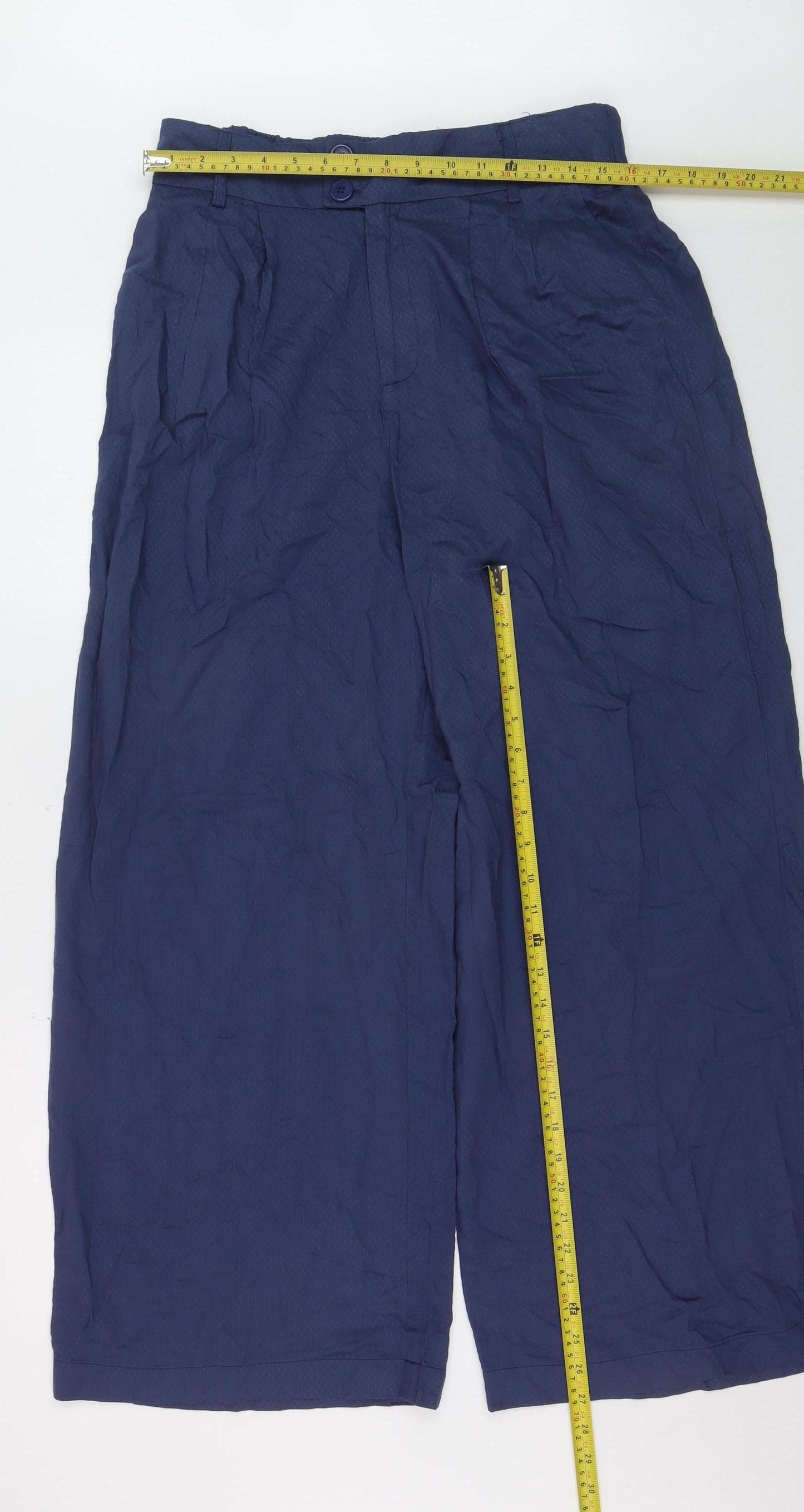 Circus Women's Blue Wide-Leg Viscose Trousers UK 14