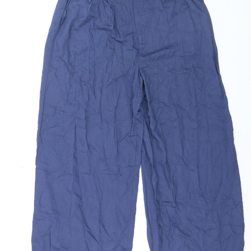 CIRCUS Women's Blue Wide-Leg Cotton Blend Trousers UK 12