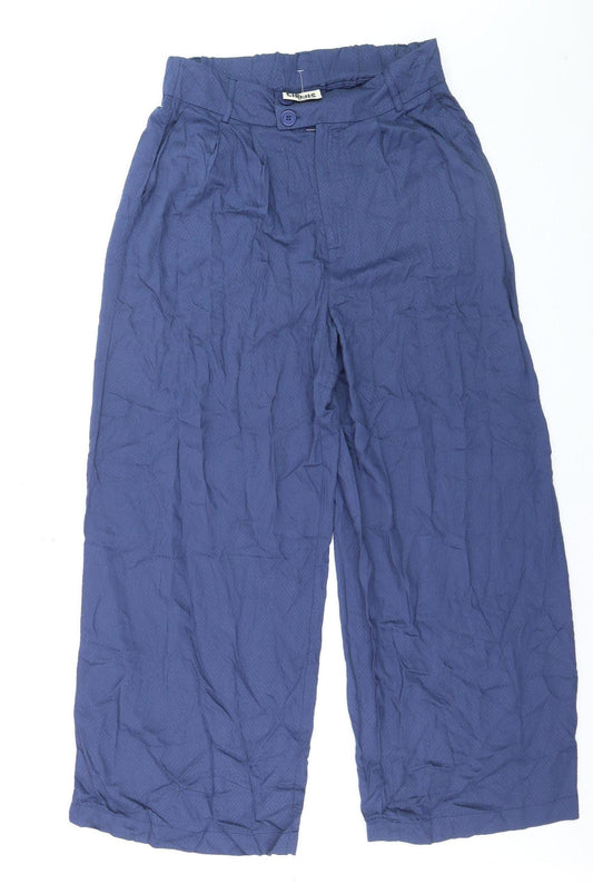 CIRCUS Women's Blue Wide-Leg Cotton Blend Trousers UK 12