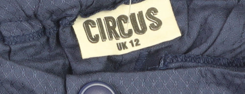CIRCUS Women's Blue Wide-Leg Cotton Blend Trousers UK 12
