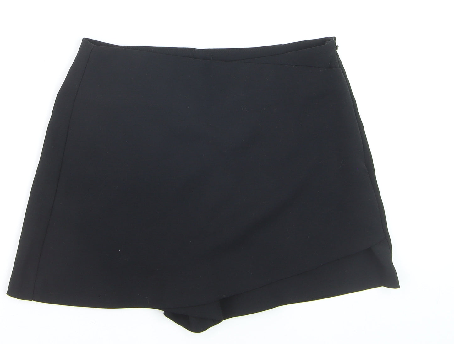 Stradivarius Women Black Skort Shorts Size S Asymmetrical Wrap Design