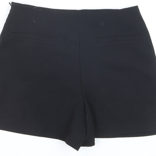 Stradivarius Women Black Skort Shorts Size S Asymmetrical Wrap Design