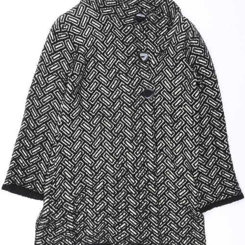 Wallis Women's Black Geometric Knit Cardigan Size 14