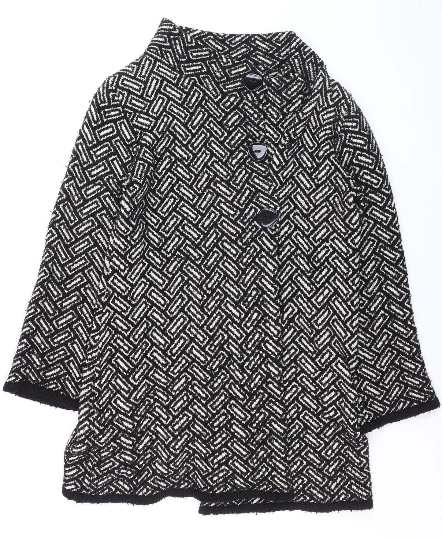 Wallis Women's Black Geometric Knit Cardigan Size 14