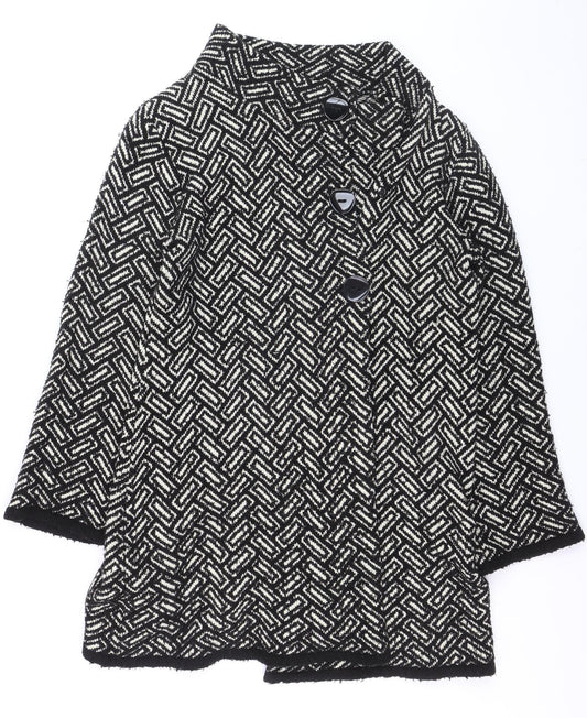 Wallis Women's Black Geometric Knit Cardigan Size 14
