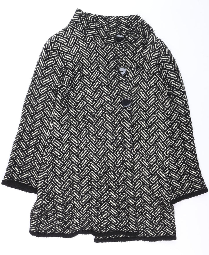 Wallis Women's Black Geometric Knit Cardigan Size 14