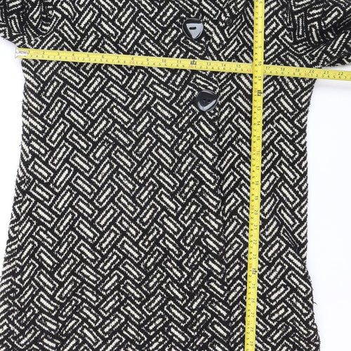 Wallis Women's Black Geometric Knit Cardigan Size 14