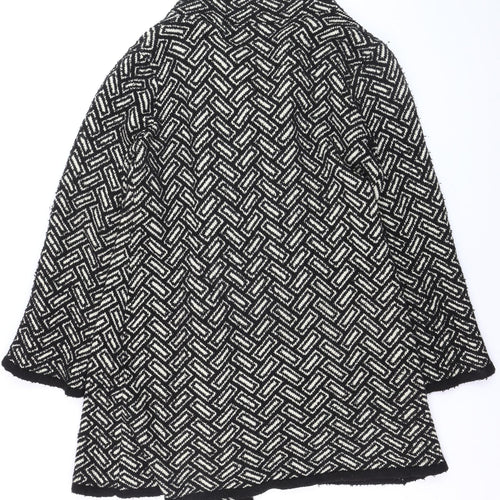 Wallis Women's Black Geometric Knit Cardigan Size 14