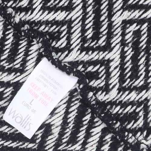 Wallis Women's Black Geometric Knit Cardigan Size 14