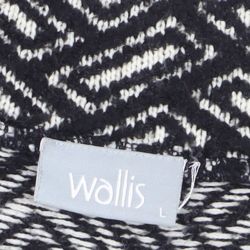 Wallis Women's Black Geometric Knit Cardigan Size 14