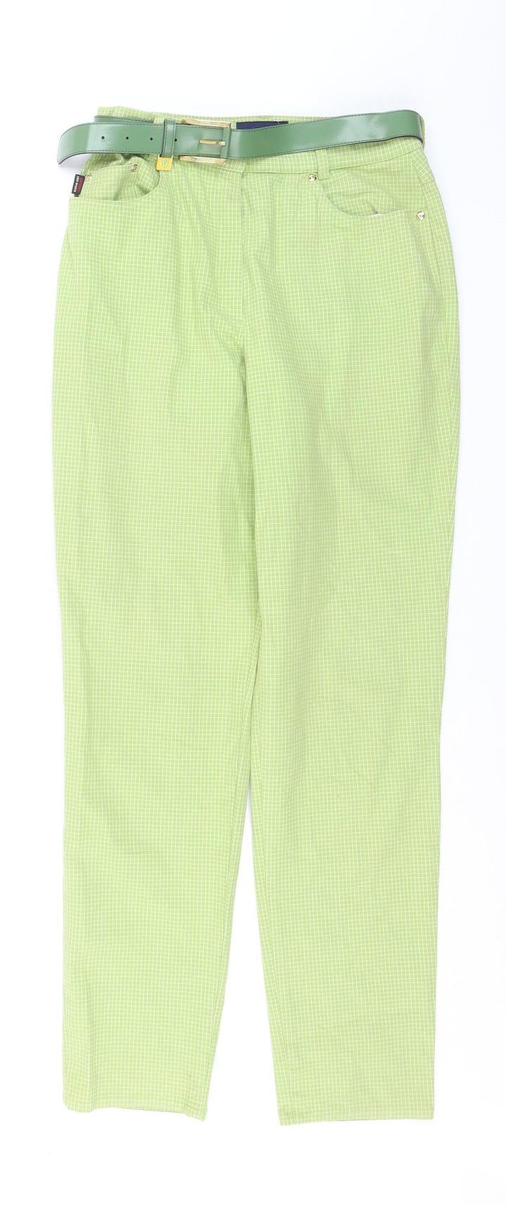 Gardeur Women’s Green Check Slim Chino Trousers Size 12