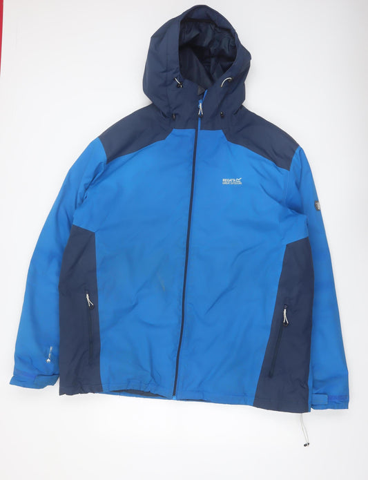 Regatta Men's Blue 2XL Waterproof Hooded Rain Jacket