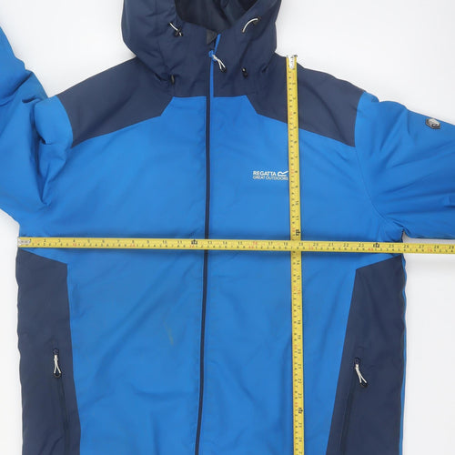 Regatta Men's Blue 2XL Waterproof Hooded Rain Jacket