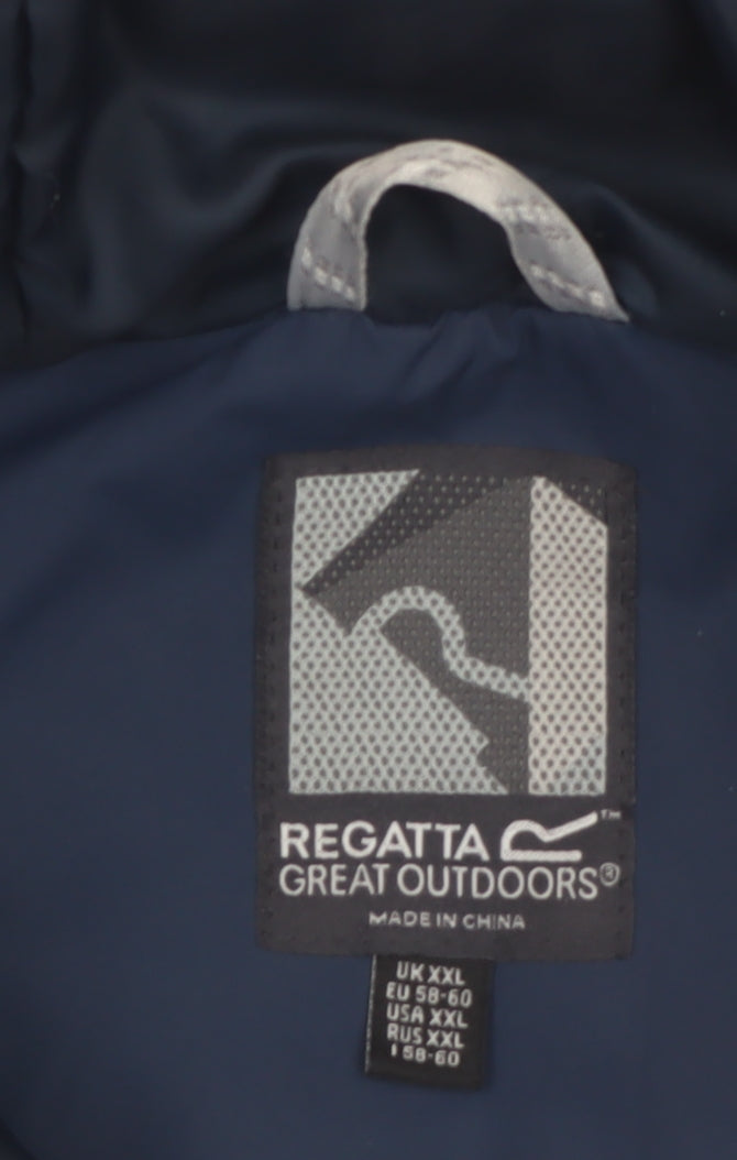 Regatta Men's Blue 2XL Waterproof Hooded Rain Jacket