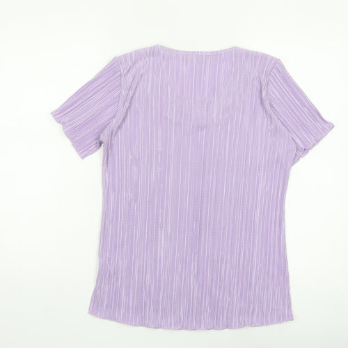 Forever by Michael Gold Women's Purple Beaded Short Sleeve Blouse M