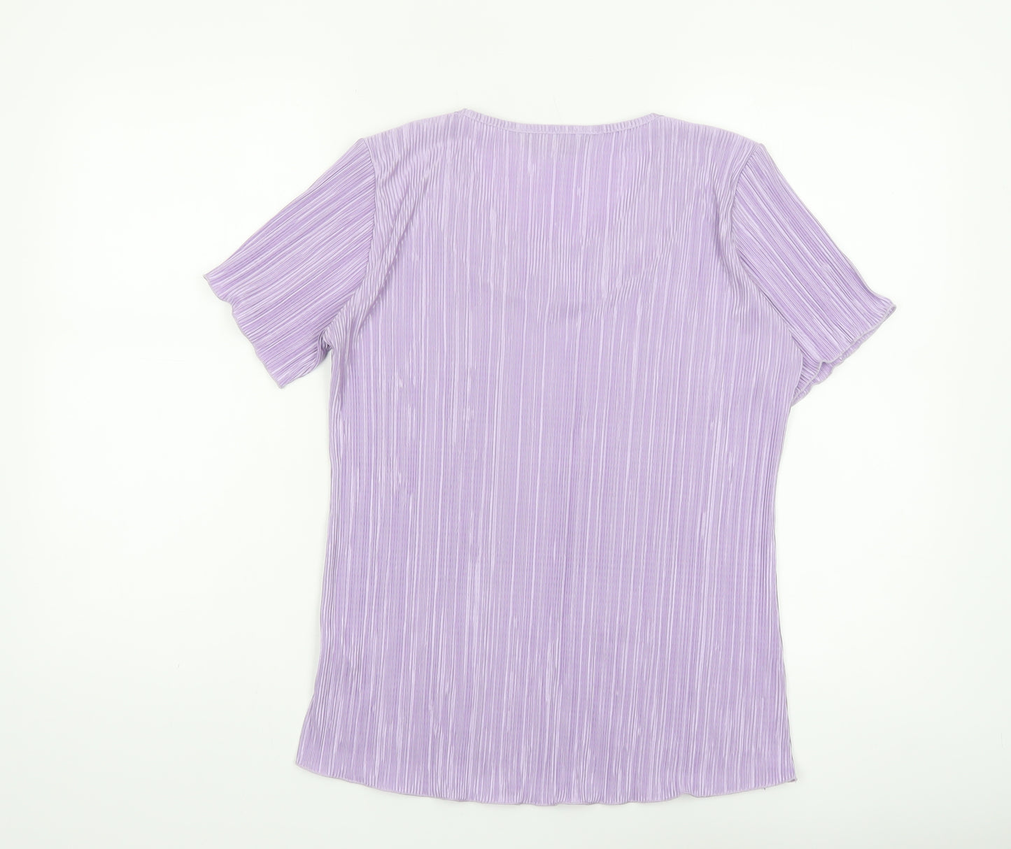 Forever by Michael Gold Women's Purple Beaded Short Sleeve Blouse M