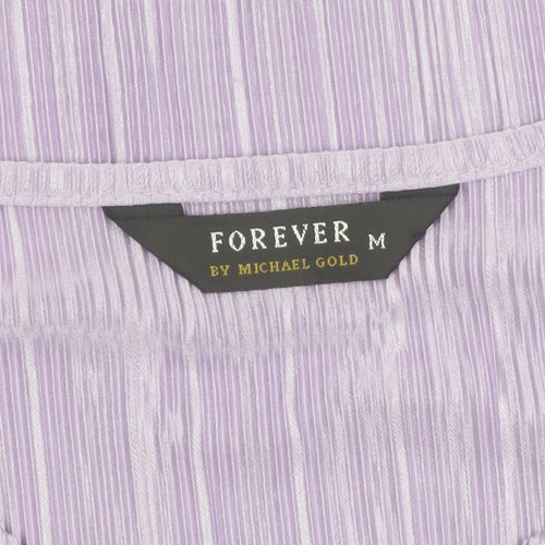 Forever by Michael Gold Women's Purple Beaded Short Sleeve Blouse M