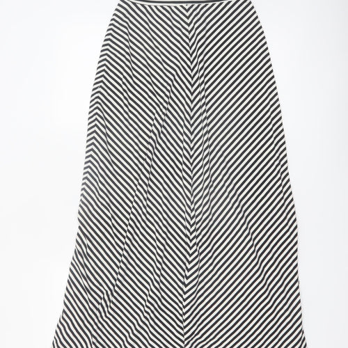 Merona Women's Black Striped Long A-Line Stretch Skirt XS