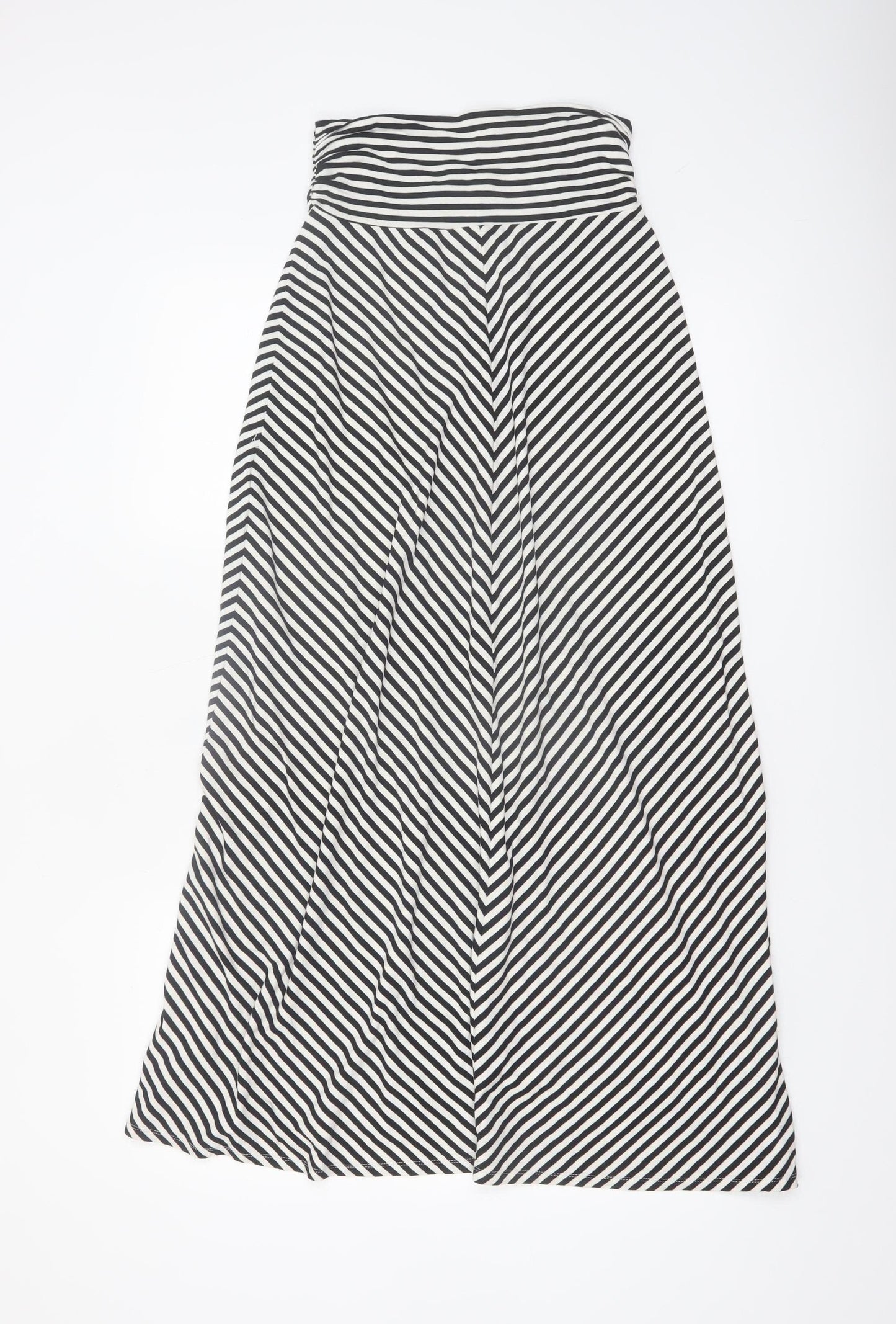 Merona Women's Black Striped Long A-Line Stretch Skirt XS