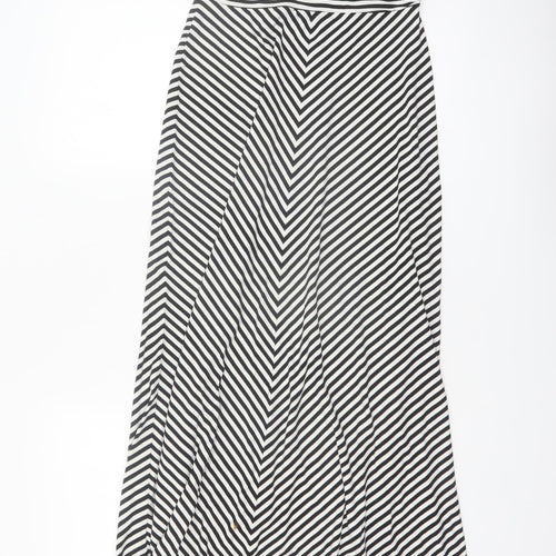 Merona Women's Black Striped Long A-Line Stretch Skirt XS