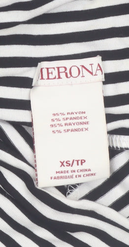 Merona Women's Black Striped Long A-Line Stretch Skirt XS