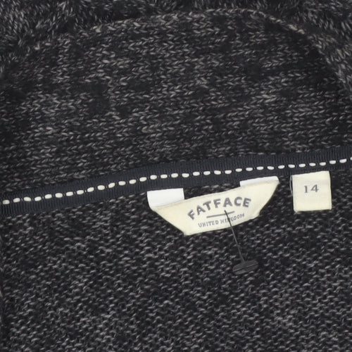 FatFace Womens Grey Size 14 Chunky Knit Open Cardigan