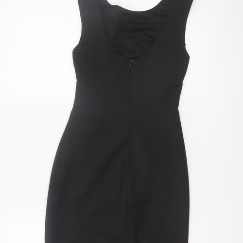 Zara Women Black XS Sleeveless Sheath Dress Beaded Detail