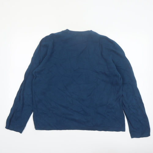 Original Penguin Women's Blue Striped Cotton Jumper L Crew Neck
