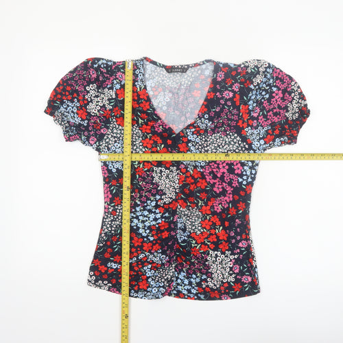 Dunnes Women’s Multicoloured Floral V-Neck Short Sleeve Blouse Size 10