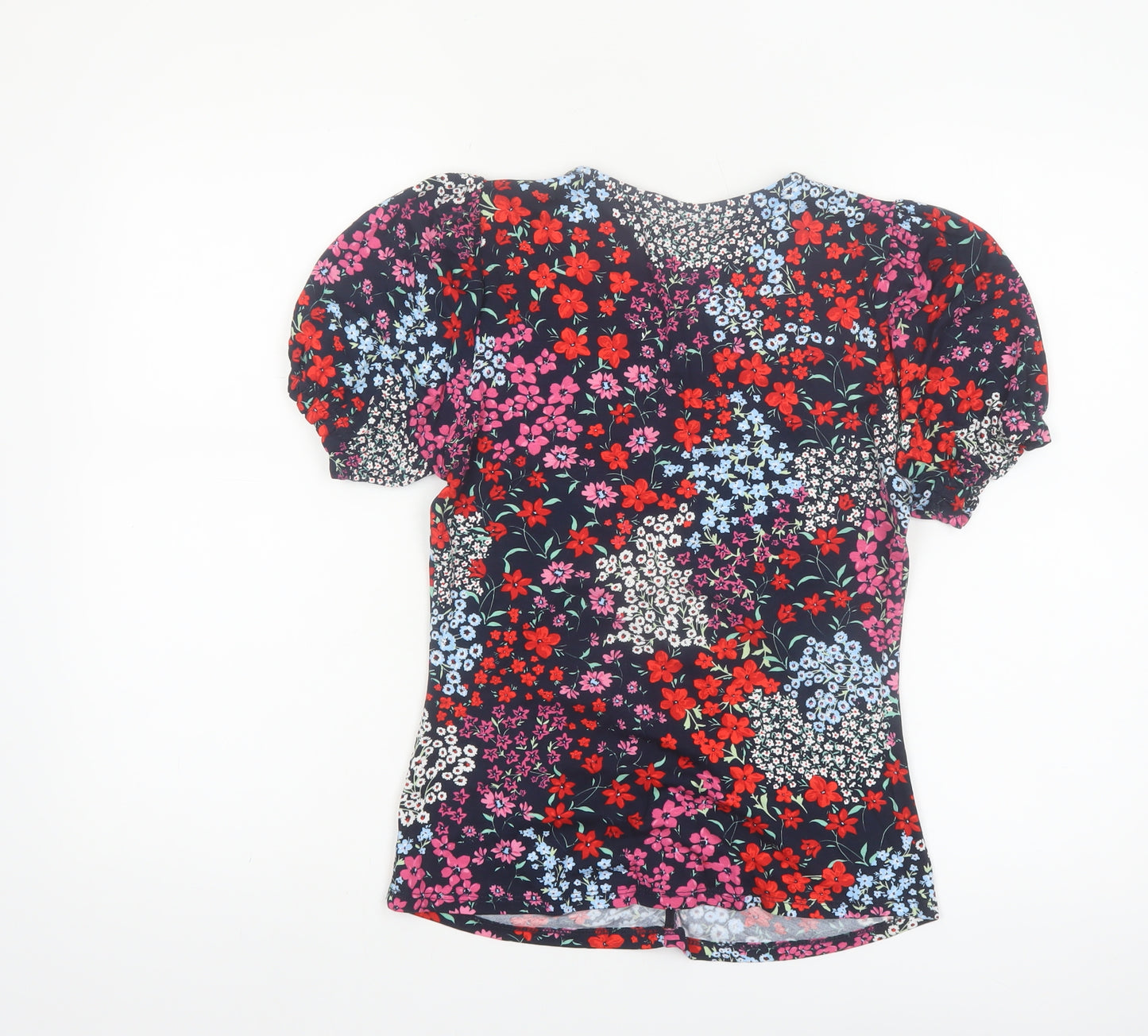 Dunnes Women’s Multicoloured Floral V-Neck Short Sleeve Blouse Size 10