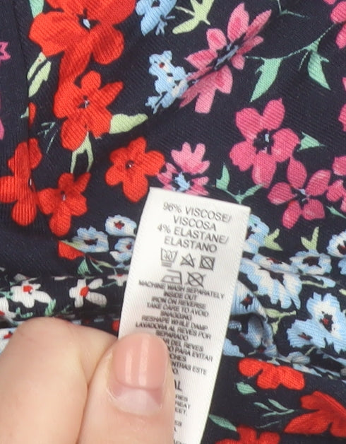 Dunnes Women’s Multicoloured Floral V-Neck Short Sleeve Blouse Size 10