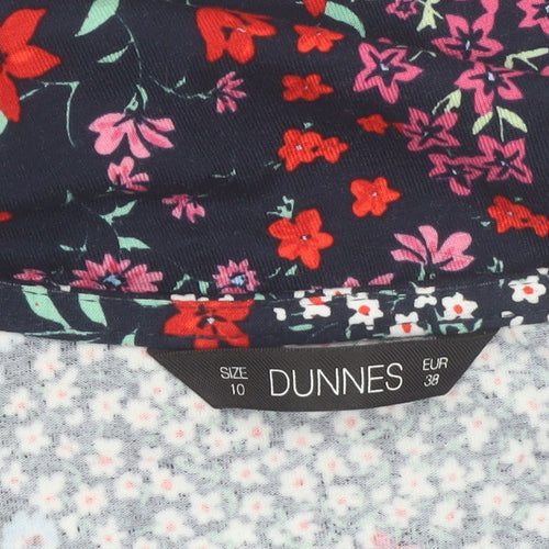 Dunnes Women’s Multicoloured Floral V-Neck Short Sleeve Blouse Size 10