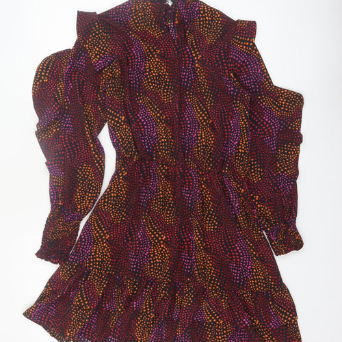 Savida Women Multicoloured Star Ruffle Fit & Flare Dress Size 10