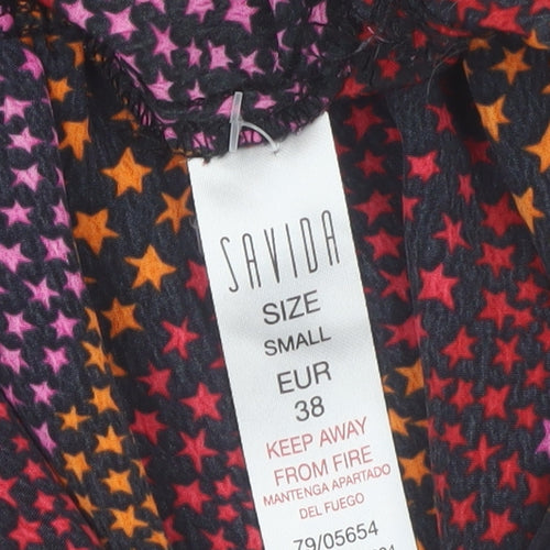 Savida Women Multicoloured Star Ruffle Fit & Flare Dress Size 10