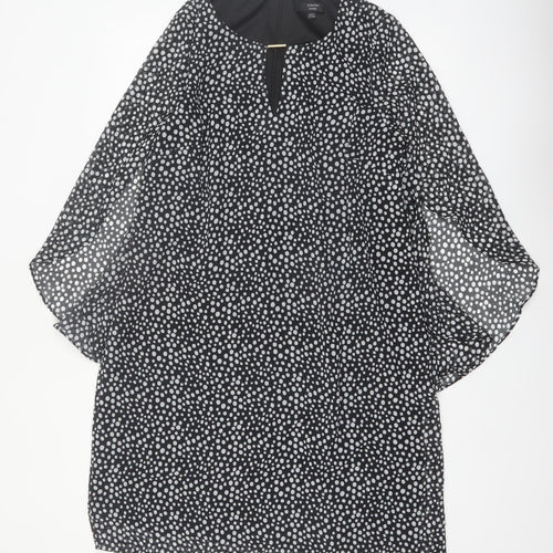 Joanna Hope Women Black Polka Dot Shift Dress Size 12
