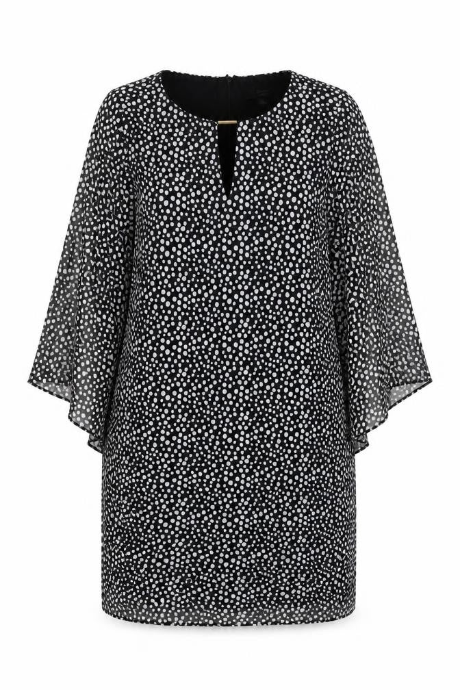Front view of Joanna Hope Women Black Polka Dot Shift Dress, size 12