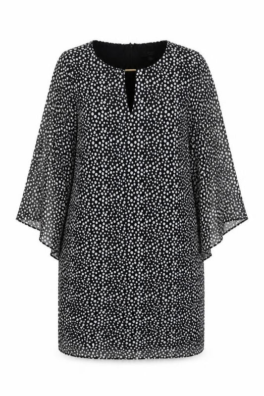 Front view of Joanna Hope Women Black Polka Dot Shift Dress, size 12