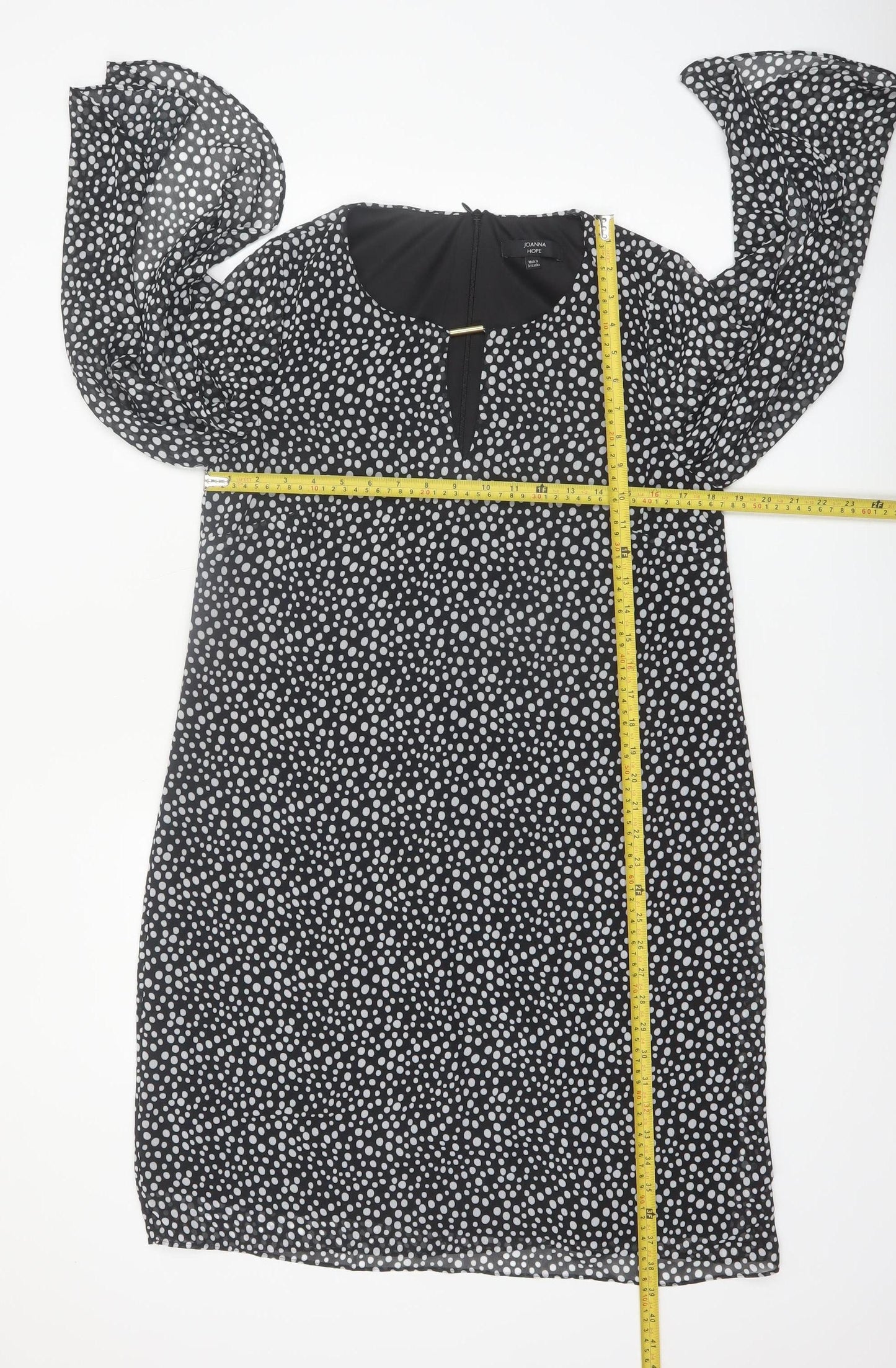 Joanna Hope Women Black Polka Dot Shift Dress Size 12