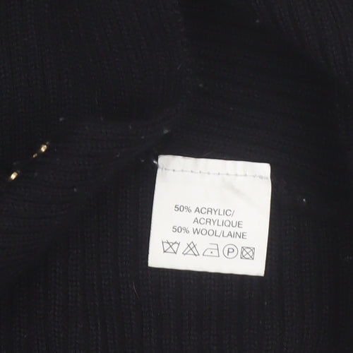 Fuego Women Black Studded Open Cardigan Medium Wool Blend