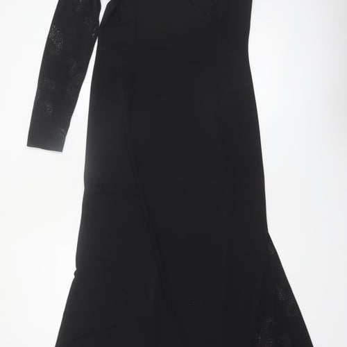 Régine Women’s Black Size 12 One Shoulder Long Evening Dress