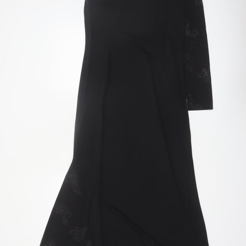 Régine Women’s Black Size 12 One Shoulder Long Evening Dress