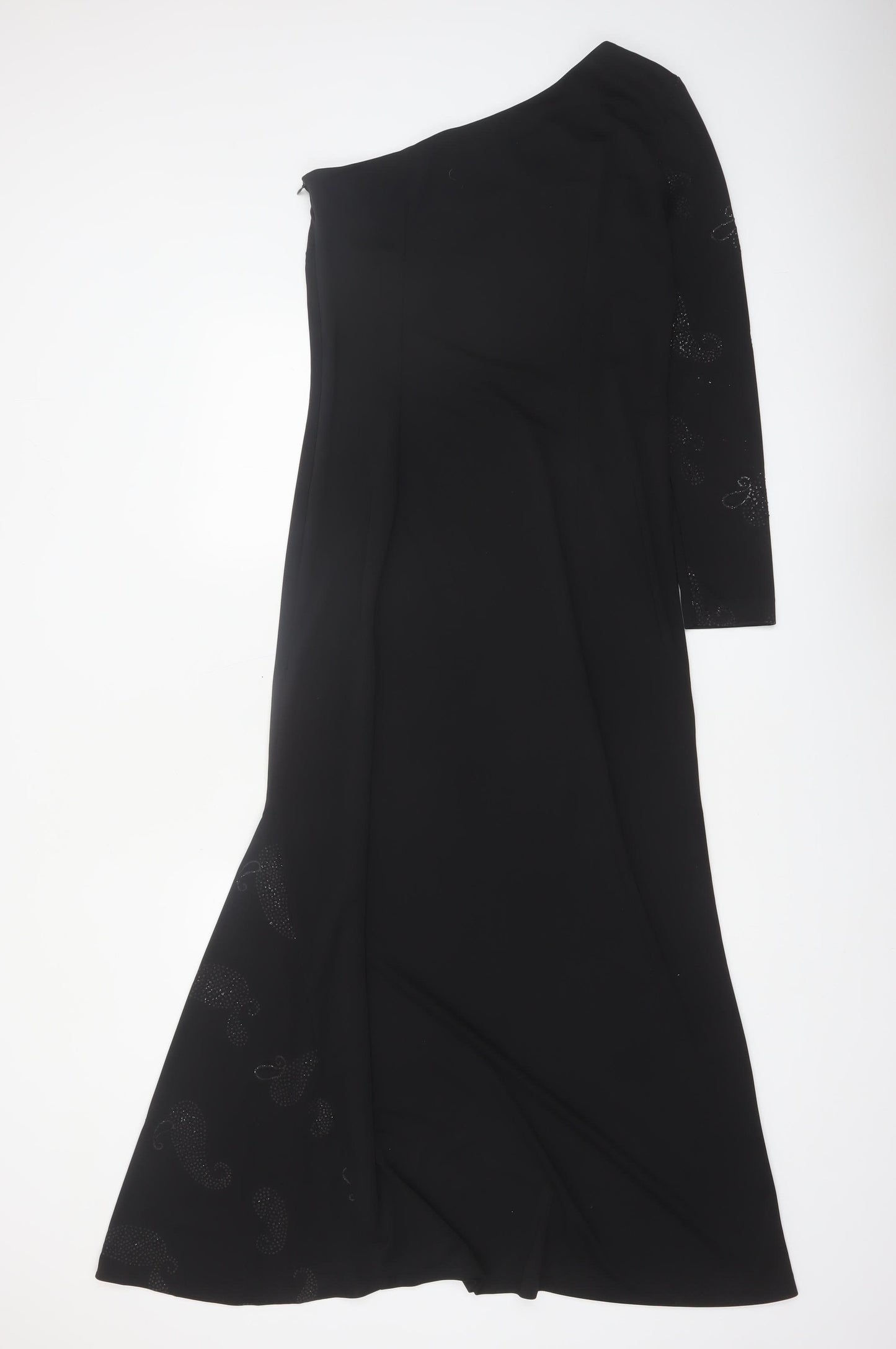Régine Women’s Black Size 12 One Shoulder Long Evening Dress