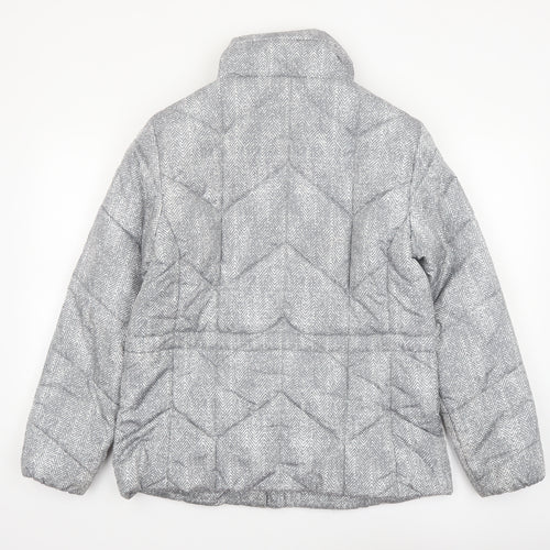 Marks and Spencer Women Grey Herringbone Quilted Puffer Jacket Size 10