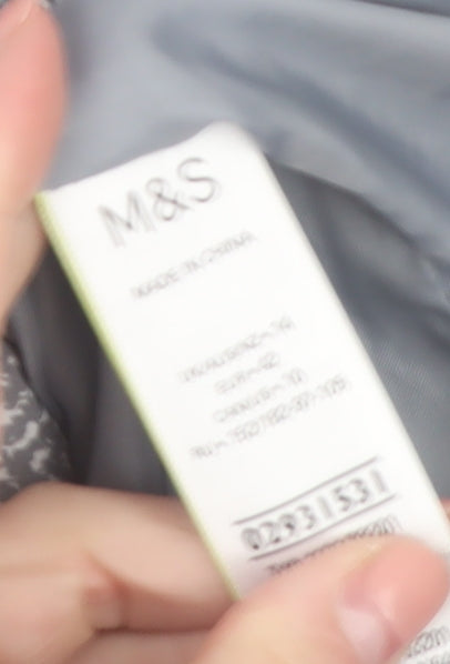 Marks and Spencer Women Grey Herringbone Quilted Puffer Jacket Size 10