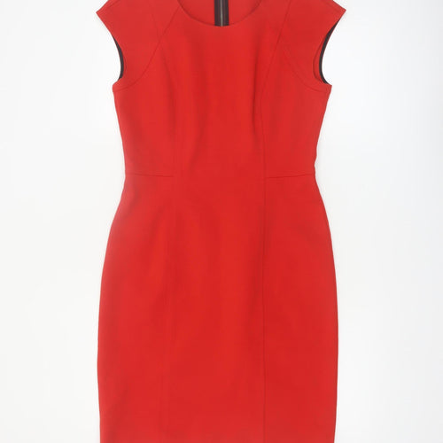 DKNY Women’s Red Sleeveless Sheath Dress Size 10 Knee Length