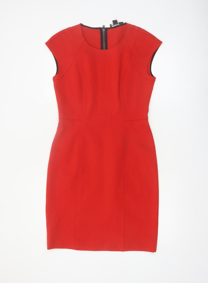 DKNY Women’s Red Sleeveless Sheath Dress Size 10 Knee Length