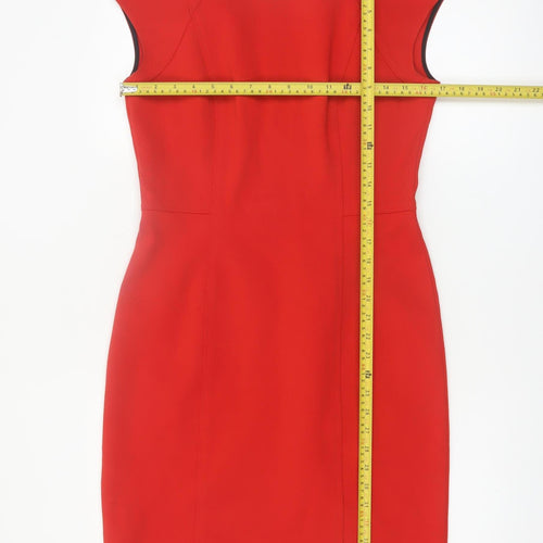 DKNY Women’s Red Sleeveless Sheath Dress Size 10 Knee Length