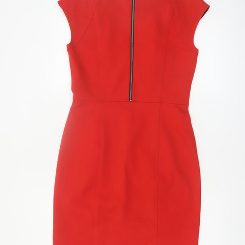 DKNY Women’s Red Sleeveless Sheath Dress Size 10 Knee Length